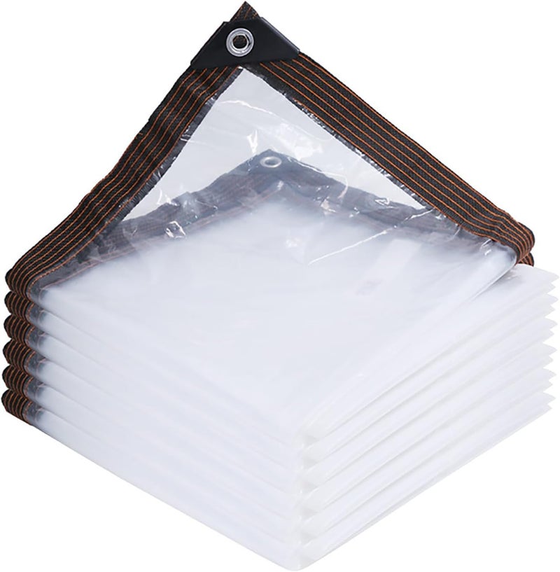 YLBFJXK 10' x 13' Clear Poly Tarp Heavy Duty with Grommets for Henhouse Porch Greenhouse Camping - Image 1